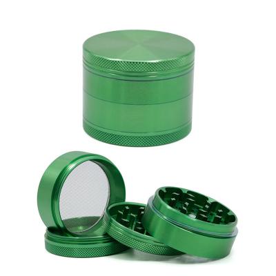 China Durable Lightweight OEM Custom Logo Aluminum Alloy Tobacco Grinder With Magnetic Lid Smoking Accessories 4 Layers White Metal Herb Grinder for sale