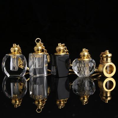 China CJ-Factory Direct Selling 3D Handmade Laser Engraved Crystal Key Chain Perfume Bottle Customs Lead for sale