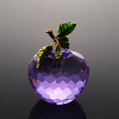 China CJ-Decoration Europe Handmade Christmas Tree Apples Gifts Ornaments Natural K9 Crystal Apple Model Purple for sale