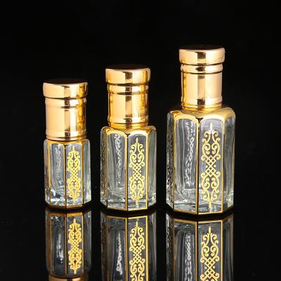 China CJ-Custom Logo 3ml 6ml 12ml Oud Attar Personal UV Printing Octagonal Glass Oil Bottle for sale