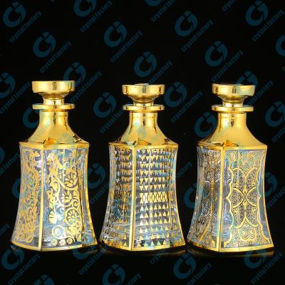 China CJ-150ml Eco-friendly Recyclable Handmade UV Gold Printing Customized Large Attar Perfume Oil Display Glass Bottles for sale