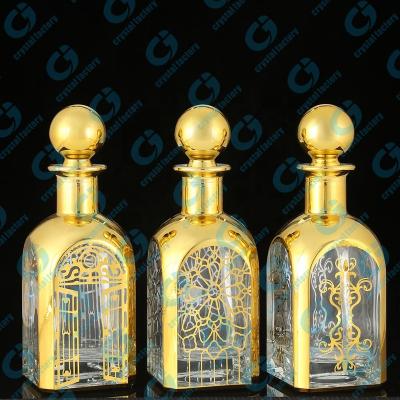 China CJ-250MLHand Eco-friendly Recyclable UV Paint Attar Show Customized Logo Glass Oud Oil Bottle Decanter for sale