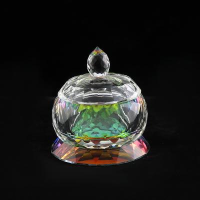 China CJ-Hot Selling Wholesale Viable Faceted Crystal Sugar Candy Bowl /Jar With Lid for sale