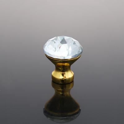 China Modern CJ High Furniture Diamond Crystal Kitchen Cabinet Glass Decorative Polished Knob From End 30MM for sale