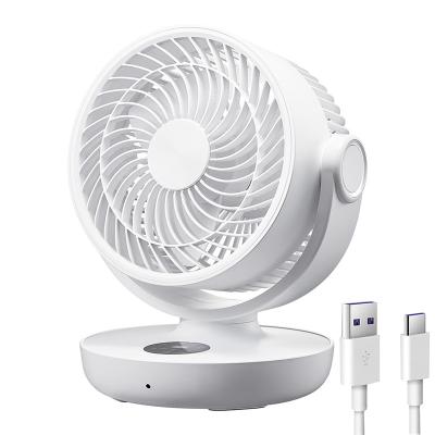 China Battery Powered Table Air Circulator Oscillating Desk Fan DC for sale