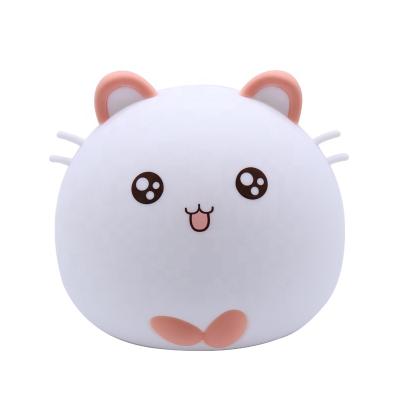 China Soft Silicone Bedroom LED Night Light for Kids Coloful Cat Portable Bedroom Night Light Decor for sale