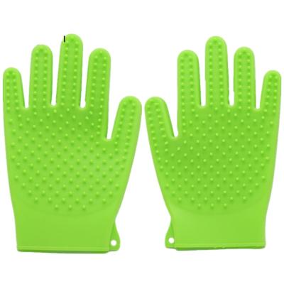 China Stocked Pet Bath Gloves Grooming Silicone Brush Hair Remover Shower Wash Deshedding Clean Glove for Pets Spa Wipes Bathing for sale