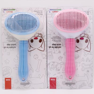 China Stocked Pet Grooming Comb Brush Deshedding Tool For Dogs Cleaning Hair Remover Self Mold Slicker Brush for sale