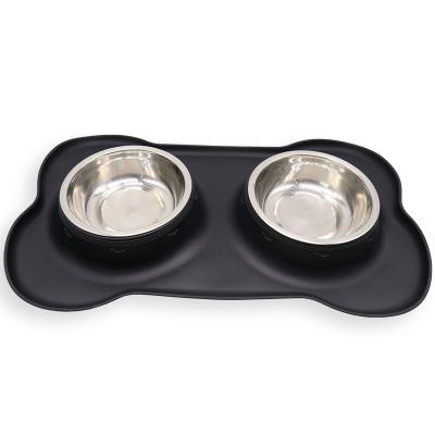 China Fancy 2in1 Non-automatic Wall Non-automatic Double Wall Mat Silicone Pet ECO Loop Bowl Water Dispenser Cats And Dogs Premium for sale