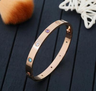 China Hot  Jewelry  Round Bangle Gold Color 316L Stainless Steel bracelet, Coloe Dimond Bangle for women for sale