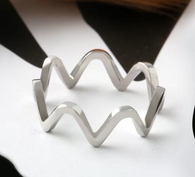 China Wavy Shape Siver Color  Ring ECG Design Stainless Steel Ring for sale