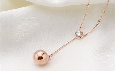 China Fashion Jewelry Necklace Stainless Steel Rose Gold Diamond Necklace for sale