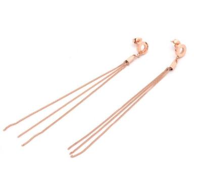 China Rose Gold Stainless Steel Tassel Earrings Girs Fashion Jewelle Earring For Gifts for sale