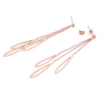 China Water Droplets Dangle Earring, Rose Gold Stainless Steel Fashion Jewelry for Women for sale