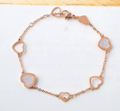 China Open Heart  Bracelet for Girls Fashion Jewelry White Sheel Heart Design Bangle 18K Rose Gold Open Heart for sale