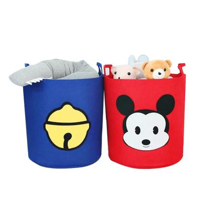 China Eco-Friendly Durable Cute Baby Cloth Storage Bag Toy Organizer Collapsible Felt Collapsible Laundry Hamper with Handles for sale