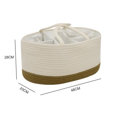 China 2020 Double Color Diaper Bag Container Inner Cotton Rope Travel Felt Durable Diaper Trolley Bag Organizer for sale