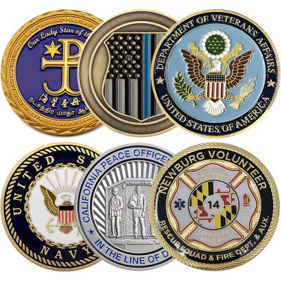 China Europe Manufacturer Custom Navy Military Souvenir Gold Enamel Silver Copper Bronze Zinc Alloy 3D Metal Challenge Commemorative Coin for sale