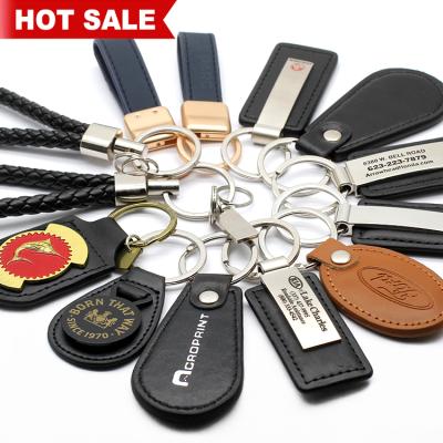 China Promotion Gift Wholesale Bulk Handmade Car Brand Logo PU Leather Key Chain Custom Leather Key Chain Keychain Manufacturer for sale