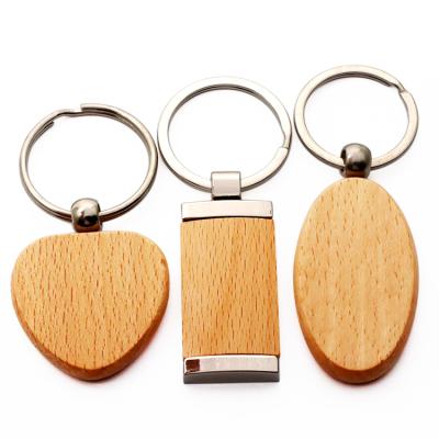 China Popular Wooden Blank Key Chain Wooden Key Chain Custom Design Laser Engraved Wood Printed Logo Wood Keychain Key Indicator Name Key Chain for sale