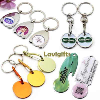 China Metal Europe Market Shopping Trolley Cart Release Key Chain Token Beer Opener With CMYK Printing Epoxy Coating for sale