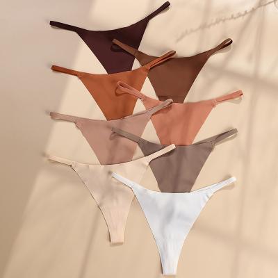 China High-quality Antibacterial Bragas De Mujer Underwear 7 Colors Sexy G-String Women's Panties Ice Silk Quick Dry Seamless Thongs for sale