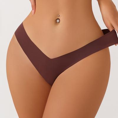 China High-quality Antibacterial Bragas De Mujer Underwear 7 Colors Sexy G-String Women's Panties Ice Silk Quick Dry Seamless Thongs for sale