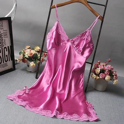 China Women's sexy nightgown suspenders lace pajamas pajamas thin silk comfortable wholesale QUICK DRY sleepwear for sale