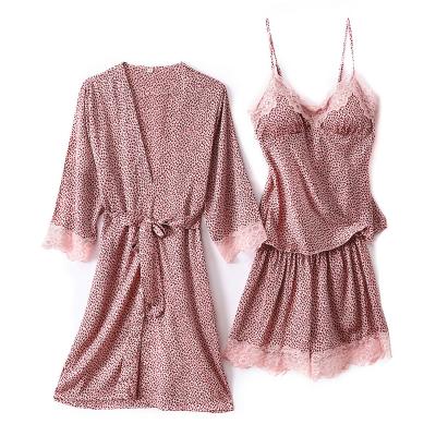 China QUICK DRY Women's Sleepwear 3 Pieces Set Satin Pajama Set Lounge Wear Winter Silk Pajamas For Women for sale