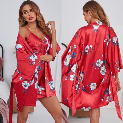 China Summer Women Thermal Satin Two Piece Silk Pajamas Set Women 2021 Custom Pajamas Shorts Sleeve Set Pajamas for sale