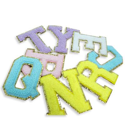 China Viable Wholesale Customizc Sew On 3D Chenelle Letters Colorful Embroidery Iron On Patches For Clothes for sale