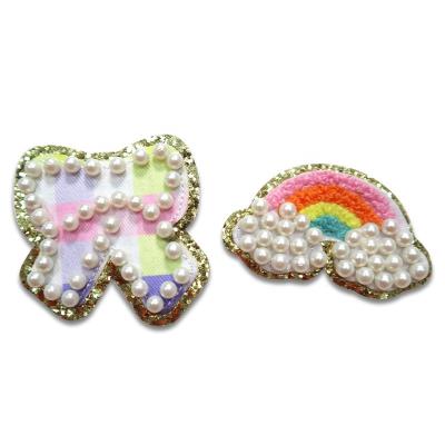 China Sustainable New Design Butterfly Patch Sequin Bead Letter, Custom Chenille Rainbow Patch With Bead Patches Iron On for sale