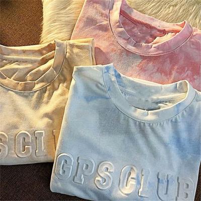 China Wholesale Custom Anti-wrinkle 3d high quality cotton fashionable logo embossed 100% t shirts embossed t-shirt for printing for sale