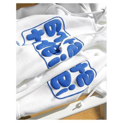 China Custom Unisex Screen Letter 3D Logo Blast Print Hoodie Anti-wrinkle Free Sample Pullover Wholesale Sweatshirts for sale