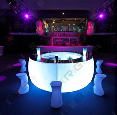 China PE plastic material factory direct sale furniture portable lightweight modern led mobile led glossy bar counter led round table for sale