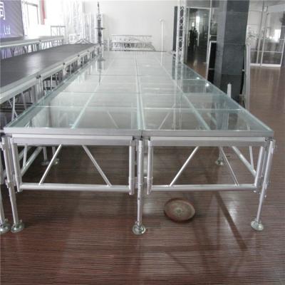 China Rigeba High Quality Tempered Glass Plywood Transparent Dance Floor Stage 1.22x1.22M 4x4ft for sale