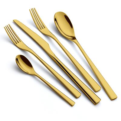 China Wholesale Luxury Nordic Stainless Steel Teaspoon Spoon Knife Fork Spoon Cutlery Set Gold Stainless Steel Portable Tableware Set for sale