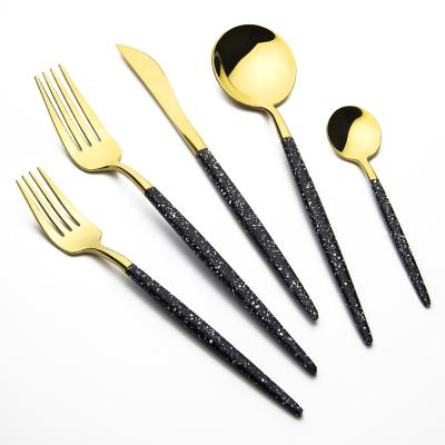 China Wholesale Cheap Cutlery Set Gold Viable Tableware Knife Spoon Fork Set With Box Gift 18/8 Stainless Steel Flatware Set Cutlery Set for sale