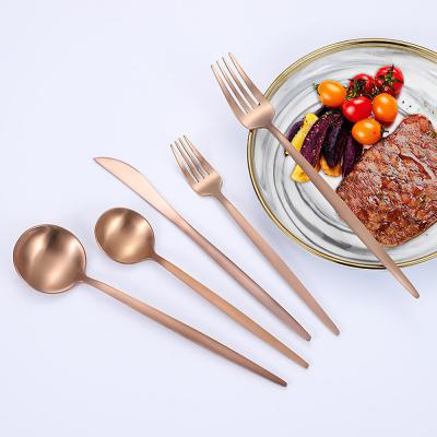 China Stain Viable Goods Luxury Wedding Plated 18/10 304 Stainless Steel Rose Gold Flatware Sets Flatware for sale