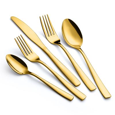 China 24pcs Tableware Sets 24pcs Wholesale Mirror Polish Gold Spoon Polish Black Silver Knife Fork Flat Stainless Steel Dinnerware Sets for sale