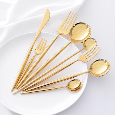 China Wholesale Viable Viable Luxury Wedding Matte Gold Flatware Bulk Dinnerware Spoon Fork Knife 18/10 Stainless Steel Flatware Set for sale