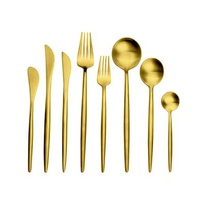 China Wholesale Cheap Viable Dinnerware Wedding Gold Cutlery Set 18/8 Gold Spoon and Fork Set Stainless Steel Flatware Sets for sale