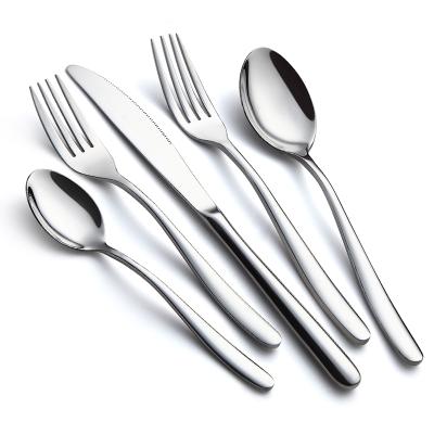 China Dishwasher Safe Kitchen Stainless Steel Spoon Fork Knife Flat Dinnerware Sustainable Set Sustainable for sale