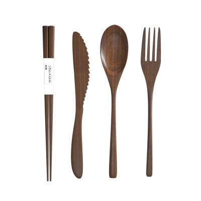 China Sustainable Arriving Portable Knives Dinnerware Chopsticks Wooden Spoons Forks New Wooden Flatware Sets Travel Cutlery Set Natural Bamboo Wood for sale