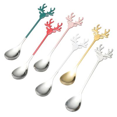 China Viable Wholesale Cheap Christmas Cutlery Set Coffee Honey Stainless Steel Ice Cream Spoons for sale