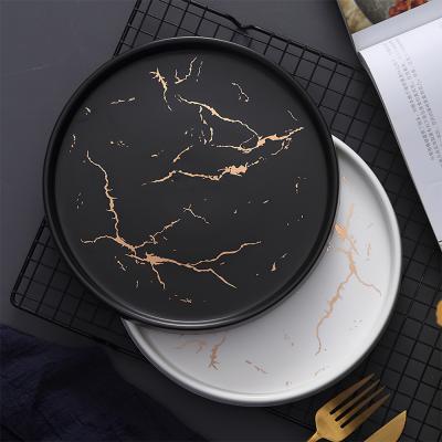 China Wholesale Sustainable 10 Inch Dinner Dishes Set Porcelain Dish Ceramic Marble Dinnerware Sets for sale