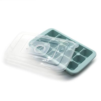 China Viable Viable Ice Cream Tray Molds Silicone Easy Release Jelly Pudding Maker Mold 15 Cavity Ice Cube Trays With Lid for sale