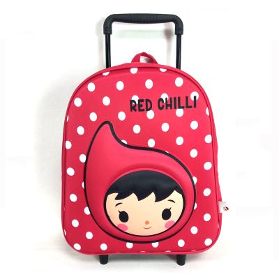 China Waterproof EVA 3D Wheel Backpack Girls Trolley School Bag With Lunch Bag Pencil Case for sale