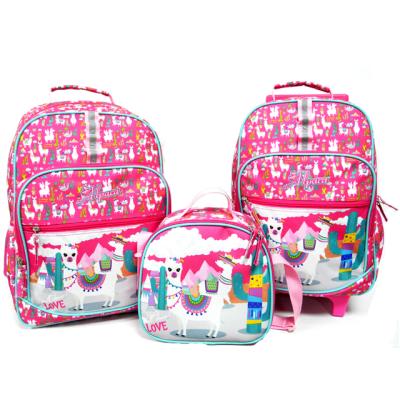 China Nice Waterproof School Trolley Bag With Lunch Bag For Kids School Bag Good Quality Set for sale