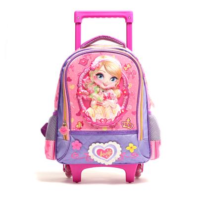 China Waterproof Rolling Backpack Girl's EVA 3D School Satchel School Trolley Bag Set With Lunch Bags for sale